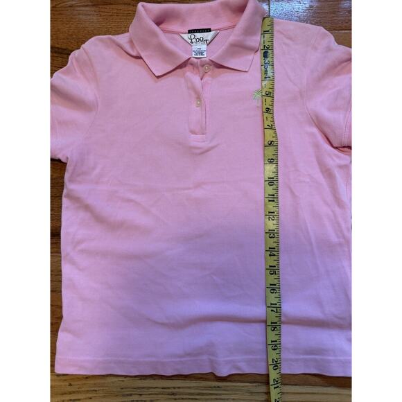 Lilly Pulitzer Shrunken Pink Short Sleeve Polo Green Palm Preppy core petite‎ M - Picture 7 of 10
